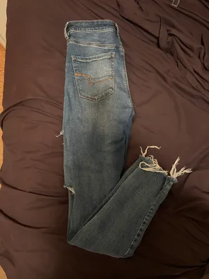 American Eagle Outfitters Ripped Blue Skinny Jeans thumbnail 3