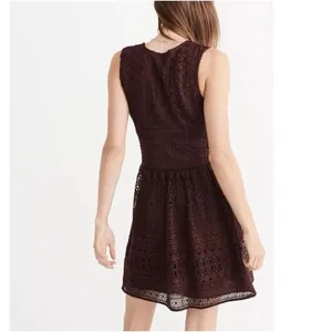 Abercrombie & Fitch Lace Crochet V-Neck Skater Dress Burgundy Mini Dark Romantic thumbnail 4
