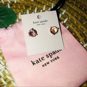 Kate Spade Peach Round Stud Earrings Sparkle Crystal Studs NWT thumbnail 2
