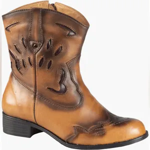 Sandro Moscoloni Brown Leather Cowboy Boots Tan Size 7 thumbnail 1