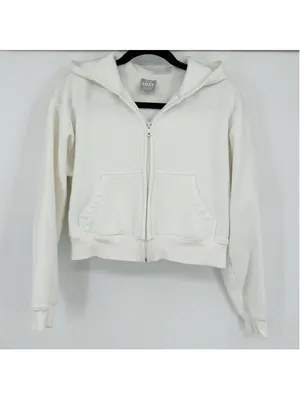 Aritzia Women's Tna White Terry Fleece Boyfriend Boxy Zip Hoodie XS thumbnail 2