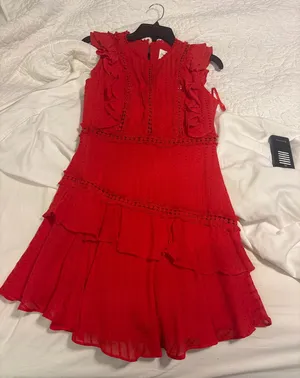 Red Selfie Leslie Ruffle Dress thumbnail 1