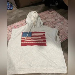 Fantastic fawn‎ Gray Hoodie with American Flag Design thumbnail 3