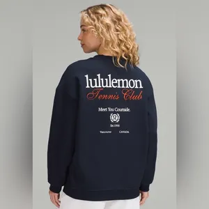 Lululemon NWT Heavyweight Fleece Pullover Tennis Club Sweater Top Blue Size M thumbnail 2