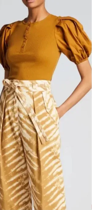 Ulla Johnson Kara Puff Sleeve Ribbed Top Tapenade thumbnail 1