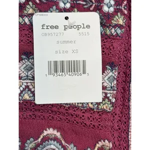 Free People Sleepless Summer Mini Dress XS Berry Burgundy‎ Embroidered Boho NWT thumbnail 7