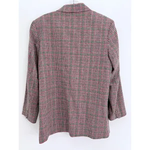 Vintage Talbots Blazer Red Plaid 100% Wool Two Button Jacket Size M thumbnail 5