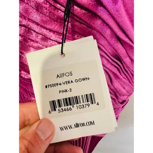 NWT AIIFOS Magenta Pink Surplice V-Neck Sleeveless Pleated Metallic Maxi Dress 2 thumbnail 10