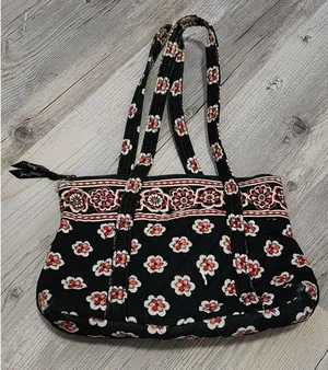 Vera Bradley Women's Pirouette‎ Large Quilted Floral Tote Shoulder Handbag Black thumbnail 1