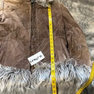 Wet Seal Suede Leather Faux Fur Trim Afghan Jacket M Penny Lane Indie Sleeze thumbnail 9