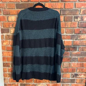 All Saints womens Lou Sparkle stripped V-neck metallic oversized sweater green S thumbnail 5