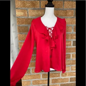 L'Academie The Ruffle Boho Blouse Cabernet small thumbnail 5