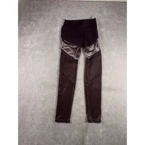 Alo Yoga Sheila High-Rise Velour-Panel Leggings Deep Purple Size M thumbnail 2
