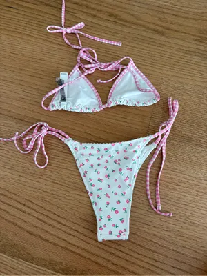 Pink Floral String Bikini Set thumbnail 3