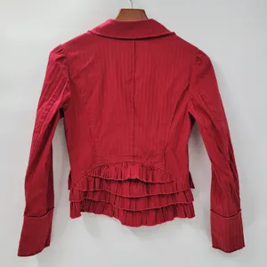 VTG 6 Degrees Y2K Cropped Jacket Juniors M Red Layered Ruffle Back Fitted Button thumbnail 12