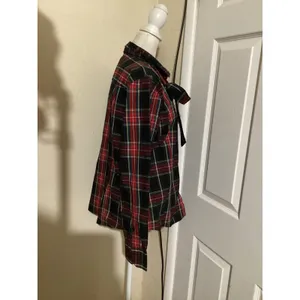 Brooks Brothers Red Black Plaid Bow Neck Tie Cotton Blouse Shirt Womens 14 thumbnail 2