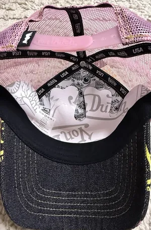 New unisex Von Dutch Tagged dark denim Trucker Hat thumbnail 6