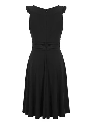Jessica Howard Black Sleeveless Ruffled-Neck A-Line Midi Dress size 14 thumbnail 3