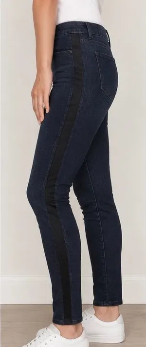 Lauren Ralph Lauren Regal Skinny Jeans Womens 10 Dark Wash Tuxedo Stripe thumbnail 1