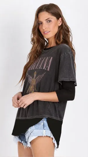 Free People We The Free Black Burnout Layering Tee thumbnail 1