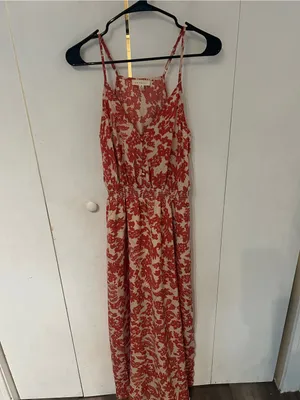 Prómesa Cream Dress with Coral-Red Floral Print thumbnail 5