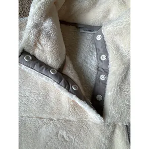 L.L.Bean Hi-Pile Fleece Pullover cream and gray size large thumbnail 5