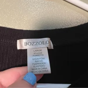 Bozzolo Women's Size Large Ribbed Crop Top T-Shirt Black Crewneck Short Sleeve thumbnail 9
