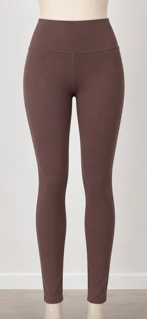 Uncia Active Body High Rise Ankle Leggings Brown Solid Elastic Waist L thumbnail 1