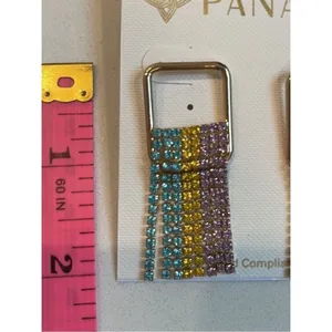 NWT Panacea Rainbow Crystal Drop Earrings Yellow thumbnail 3