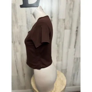 Brown v neck top thumbnail 3