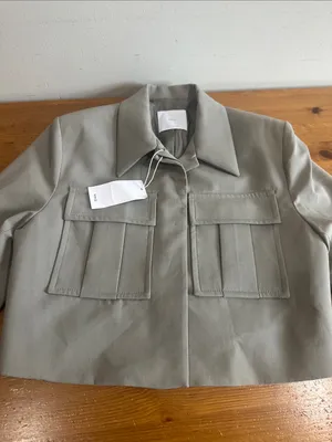 Mango Cropped Utility Jacket in Taupe Size M thumbnail 13