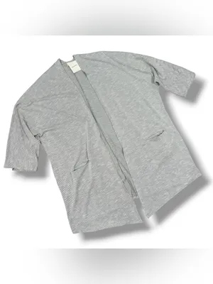 Donni Anthropologie Ribbed Knit Draped Kimono Cardigan Grey One Size Lagenlook thumbnail 13