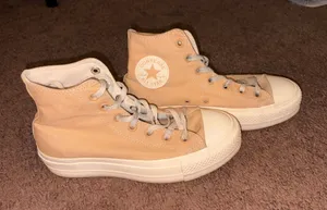 Tan Converse High-Top Platform Sneakers thumbnail 1