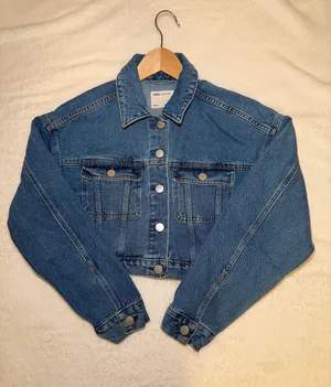 ASOS Women’s Blue Cropped Denim Jacket Fall Button Front Pockets US 4 UK 8 thumbnail 1
