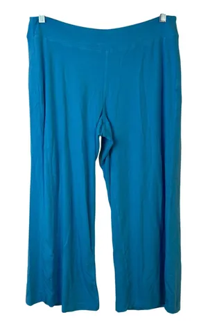 Fresh‎ Produce Mary Ellen ME Blue Wide Leg Lounge Pants Large Rayon Lycra USA thumbnail 1