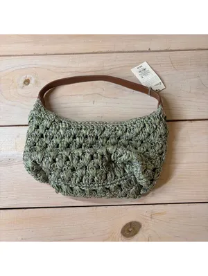 A New Day NWT Women's Woven Crochet Green Metallic Shoulder Bag thumbnail 8