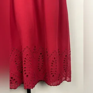 Madewell‎ Skygaze Red Eyelet Scallop Hem Embroidered Dress thumbnail 6