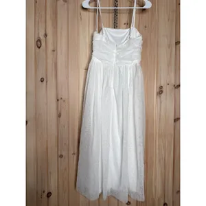 NWOT Lulus Darling Sweetheart White Swiss Dot Ruched Midi Dress Bridal Classy S thumbnail 7
