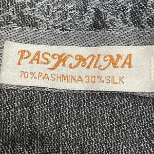 Pashmina Black Gray Paisley Colorblock Silk Fringe Wrap Shawl Neck Scarf OS thumbnail 4