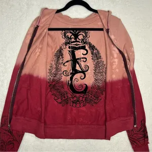 Key Closet Hoodie Dipped Tie Dye Full Zip Hooded Sweater Studded Y2K Grunge 2003 thumbnail 1