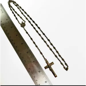 Vintage brass Queen of Heaven Rosary - Ornate Metal Beads thumbnail 3