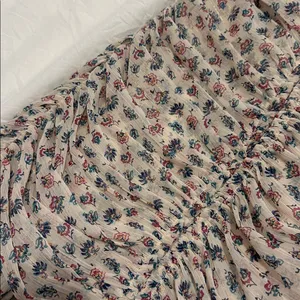 Zara Printed Cream Metallic Ruched Halter Mini Dress XS thumbnail 5
