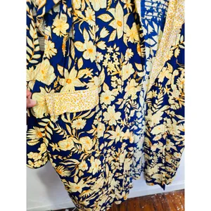 FREE PEOPLE Wild Nights Floral Blue Yellow Duster Kimono NWT size Medium thumbnail 7