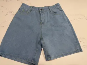 NEW Denim Jorts Shorts High Waist 30” waist 7” inseam thumbnail 1