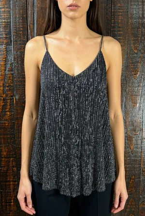 TopShop T-back Silver Metallic Drapey Tank Top Size 4 thumbnail 1
