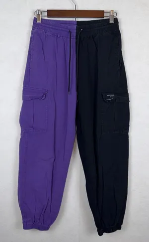 Sangtree Cargo Pants Women Small Purple Black Two Tone Split Streetwear Joggers thumbnail 1