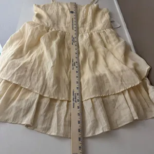 Altar'd State NWT Cottagecore Yellow Pinstripe Tiered Mini Dress L Coquette Romantic Whimsy thumbnail 11