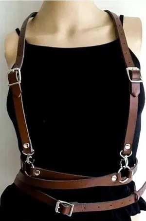 Brown Steampunk O Ring Harness Festival New thumbnail 1