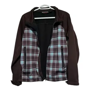 Marino Bay Natural Women's‎ Brown Teal Plaid Lightweight Jacket Size L thumbnail 2