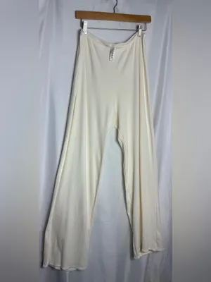 Skims ribbed bone Cream Wide-Leg Pants cozy XL NWOT thumbnail 3